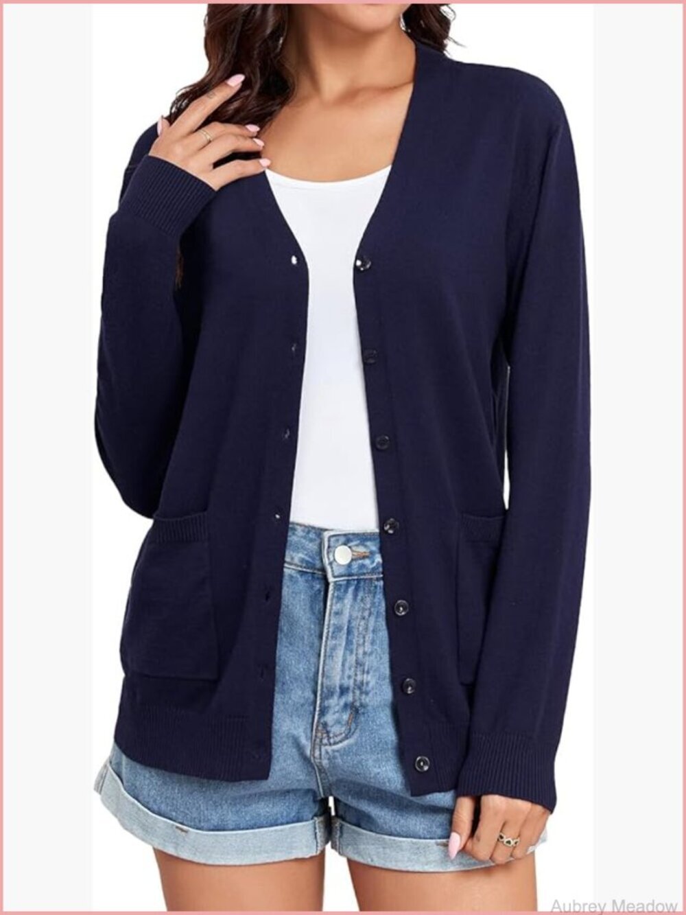 Lightweight V-Neck Button Down Cardigan with Pockets